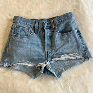 Levi's Blue Jean Shorts Distressed High-Waisted